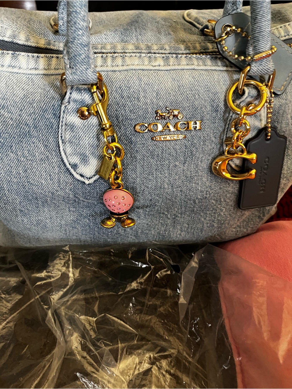 Coach Loved Denim Large Rowan With Wristlet And Charms - Picture 8 of 16